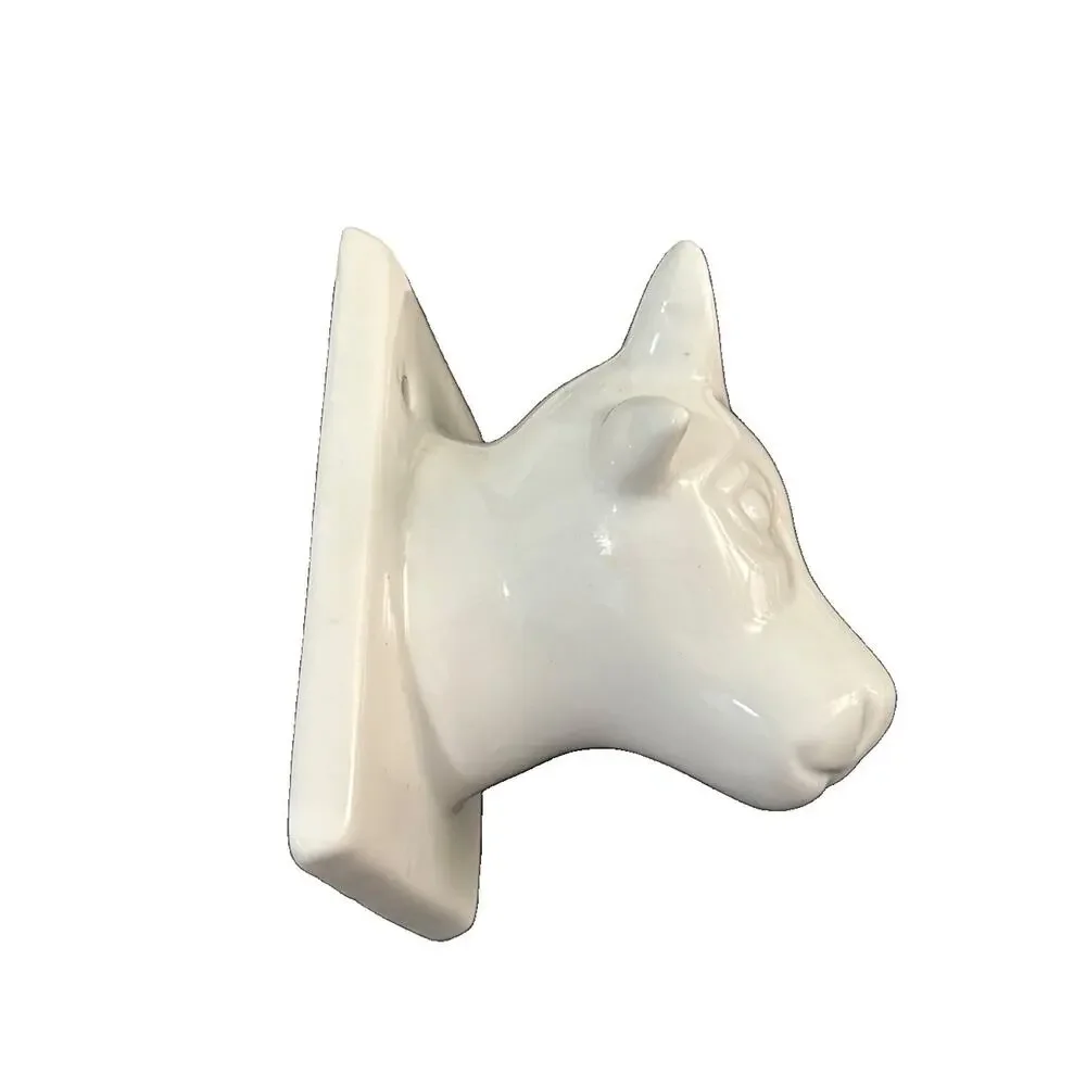 Vtg Ceramic Cow Bull Head Wall Mounted Dishcloth Hanger Farmhouse Decor 3.5x4.5”